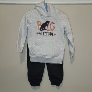Toddler Boys Big Attitude Dinosaur Hooded Sweatshirt/Tee & Pants